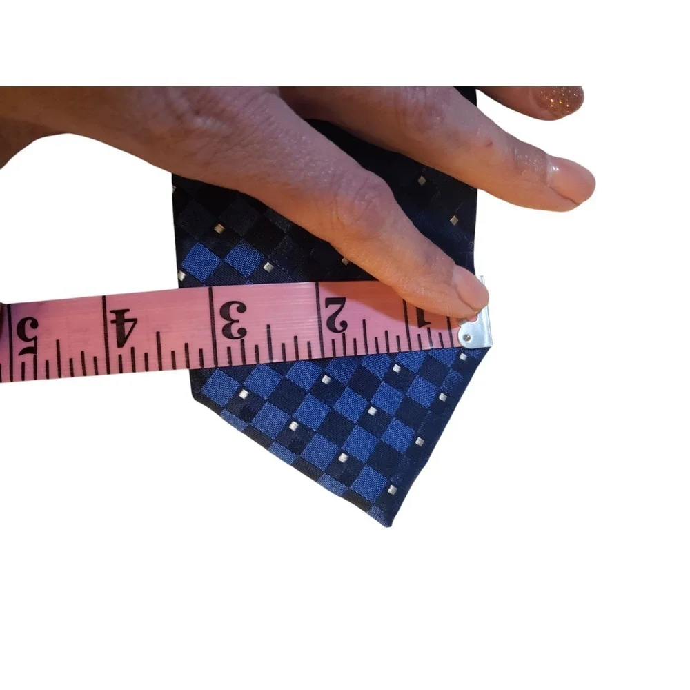 Michael Kors Mens Tie Necktie Designer Luxury Blue Silver Geometric Businesscore